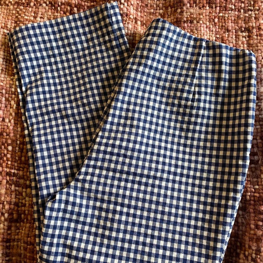 blue& white checkered pants